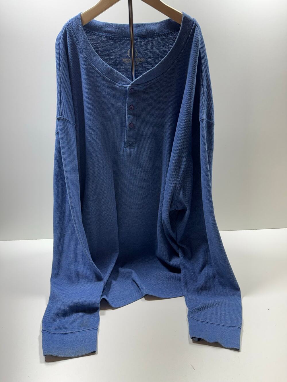 Monument Men’s Blue Waffle Knit Thermal Long Sleeve Crew Neck Shirt Sz 4XL